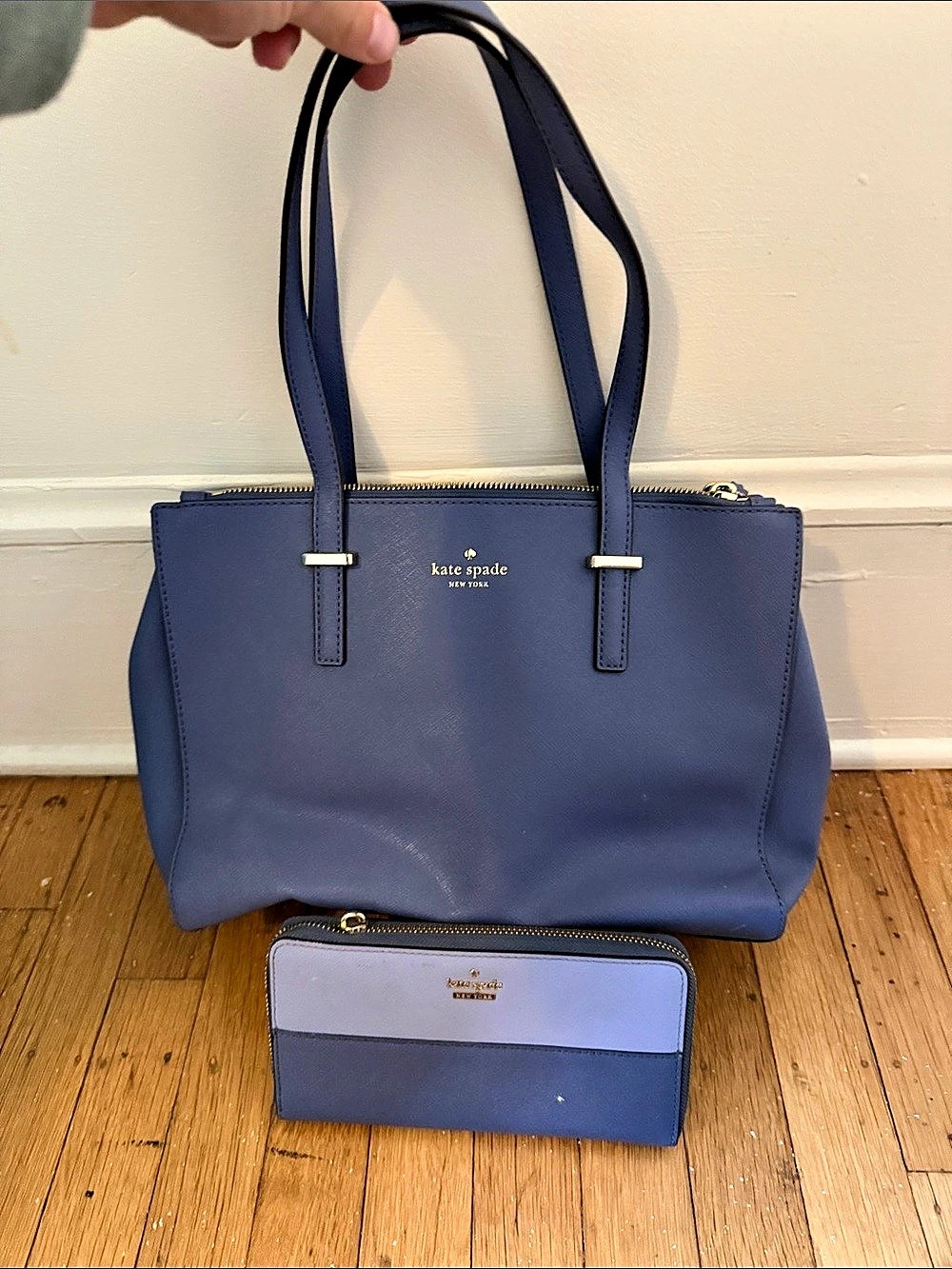 Kate Spade Purple/Blue Tote Bag with Matching Wallet